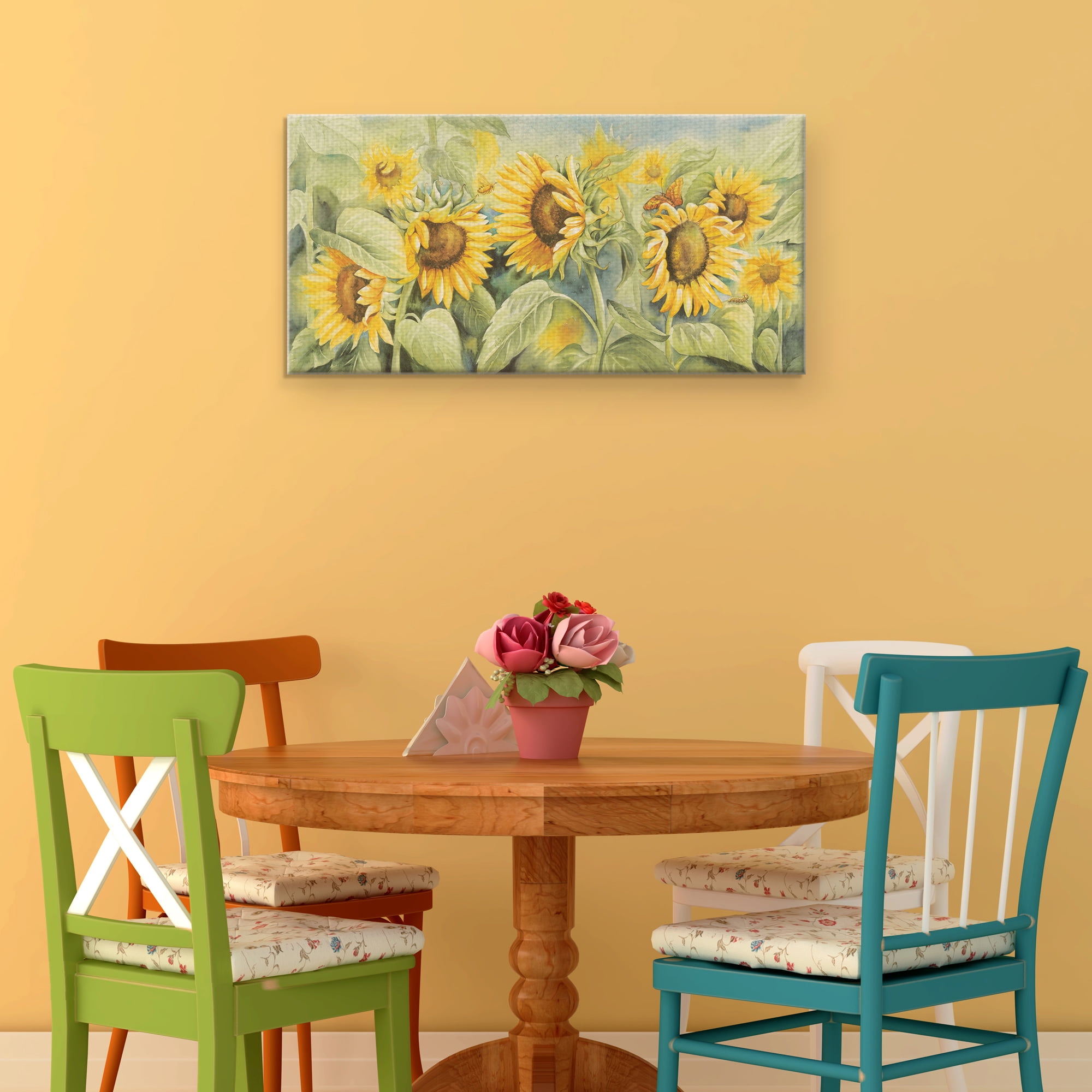 Masterpiece Art Gallery Sunflower Sunshine by Kathleen Denis Canvas Art Print 17" x 34"