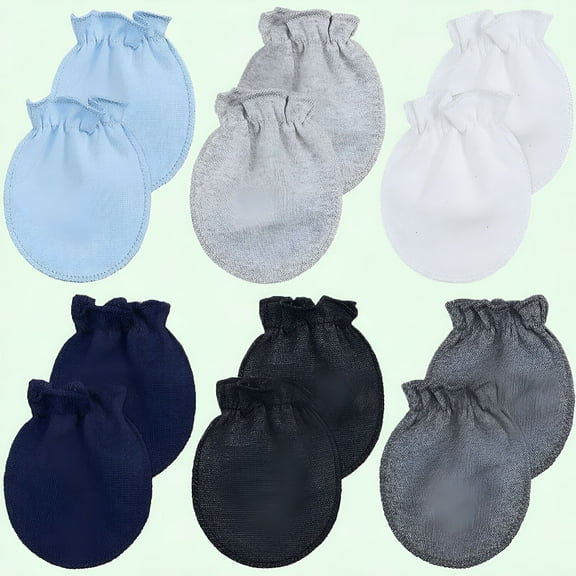 TELOLY 6 Pairs Newborn Baby Mittens, Soft Cotton No Scratch Infant Gloves for Baby 0-6 Months