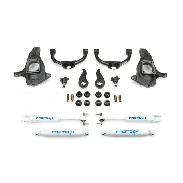 Fabtech Motorsports Leveling Kit Suspension K1055 Ultimate System; 3-1/2 Inch Front Lift; 0 Inch Rear Lift; With Front And Rear Performance Shock Absorbers; Black Components/White Shock Absorbers