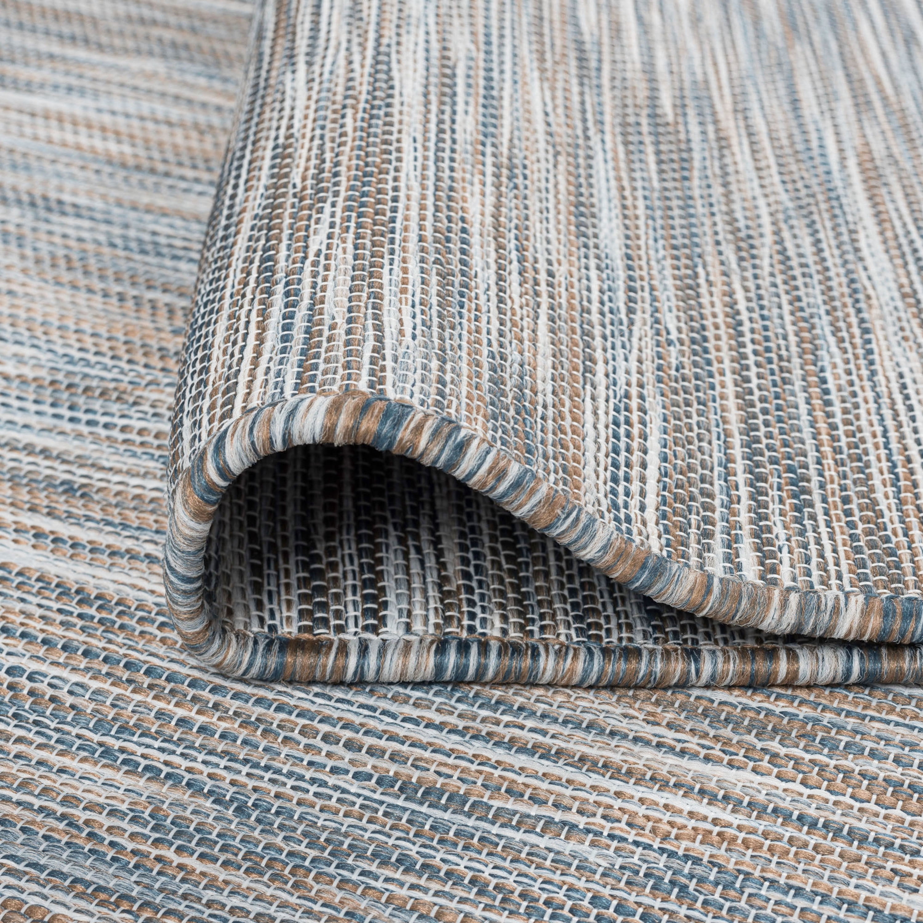 9x12 Water Resistant, Large Indoor Outdoor Rugs for Patios, Front Door Entry, Entryway, Deck, Porch, Balcony | Outside Area Rug for Patio | Blue, Stripe | Size: 8'9'' x 12'3''
