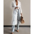 thumbnail image 4 of ZOELNIC Women's Summer Mesh Sheer See Through Double Breasted Midi Trench Coat Belted Lightweight Cardigan, S, 4 of 5
