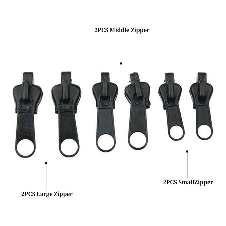 ASOTV -Fix a Zipper Common Size Fix Any Zipper Easy To Install Removable  Reusable- 6 Zippers- Black