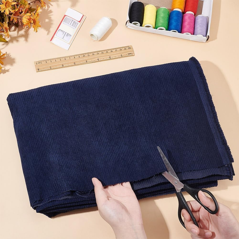 79 x 59 Inch Corduroy Fabric Solid Plain Thick Stretch Corduroy Material for Coat Shirt Dress Pants Costume Sofa DIY Corduroy Throw Pillow Covers Midnight Blue DIY