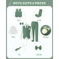 thumbnail image 7 of SANMIO Toddler Boy Suits Dress Clothes Formal Slim Fit Suit Set 6 Piece Tuxedo Gentleman Wedding Outfit Dresswear Vest Set, 7 of 7