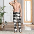 thumbnail image 2 of Naloa Houndstooth Black And White Pajama Pants Men, PJ Bottoms, Sleep & Lounge Pants-Large, 2 of 6