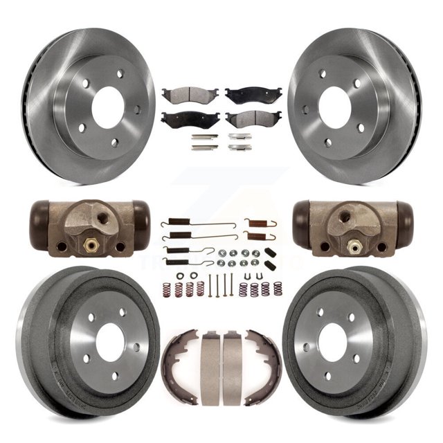 Transit Auto Front Rear Disc Brake Rotors Ceramic Pads and Drum Kit (9Pc) for Car 2000-2001 Dodge Ram 1500 RWD K8T-102578