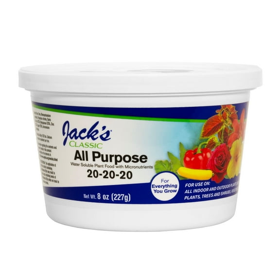 JR Peters Jack's Classic Water Soluble All Purpose Fertilizer, 20-20-20,  8oz