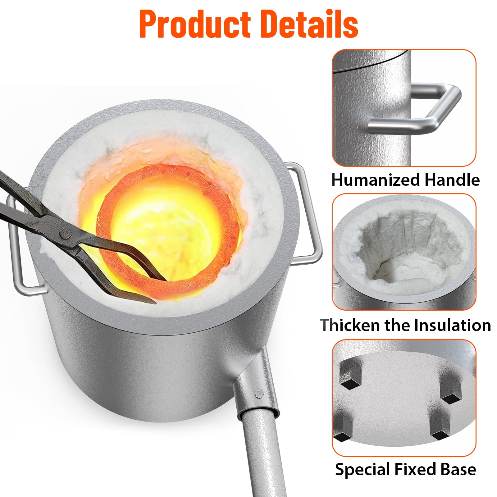 12KG High-Temperature Propane Melting Kiln Kit, 2700°F Stainless Steel Metal Casting & Recycling Foundry, Complete Set with Crucible & Tongs for Jewelry Making & Metalworking