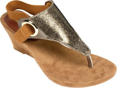 white mountain gold wedge sandals