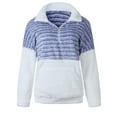 thumbnail image 4 of Gibobby Blusa Manga Larga Mujer Sudadera de felpa con cuello en V para mujer, blusa de manga larga con cremallera en , Top deportivo informal a juego de colores cálidos（Azul， XL), 4 of 5