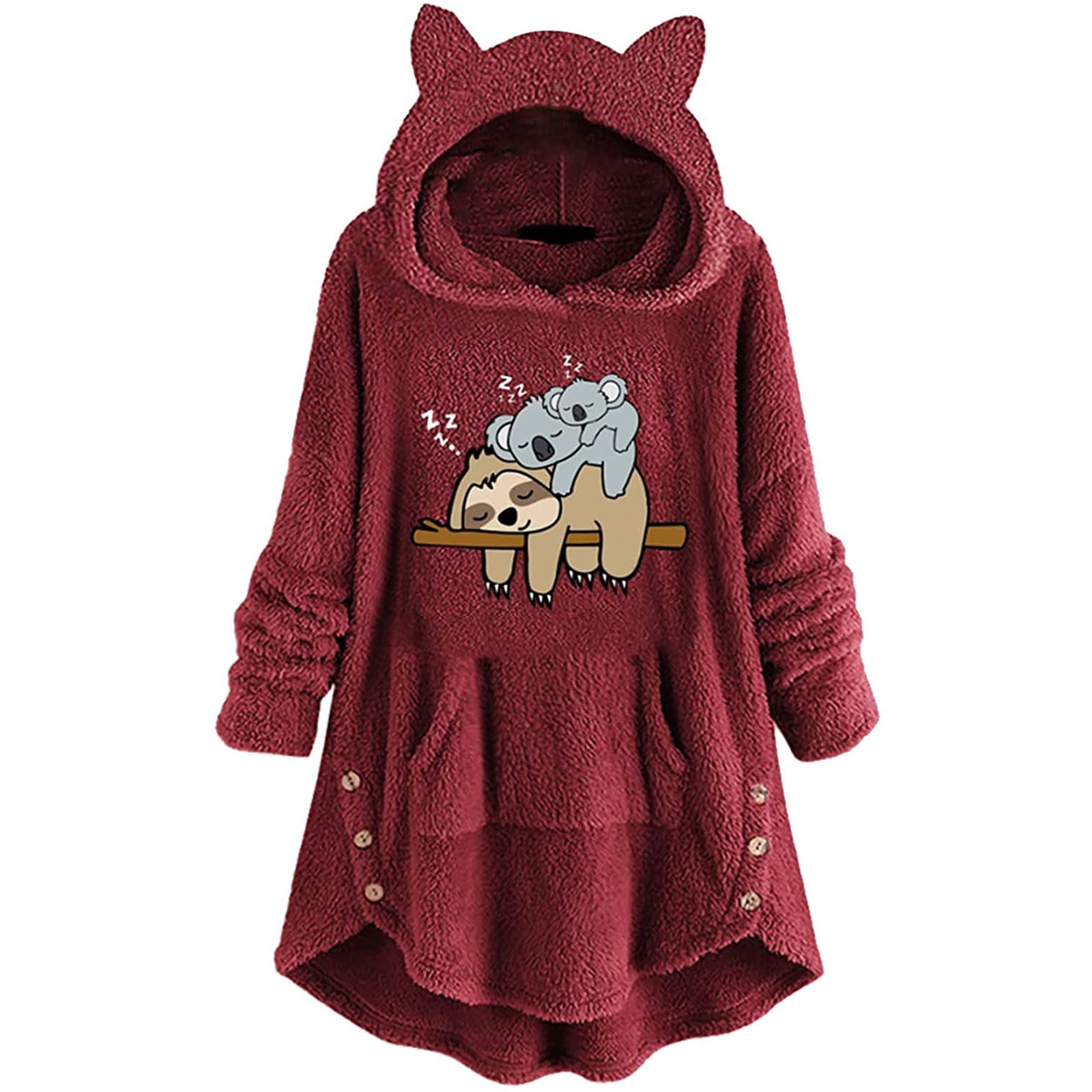 Long Hoodie Dress Women Cute Pattern 
