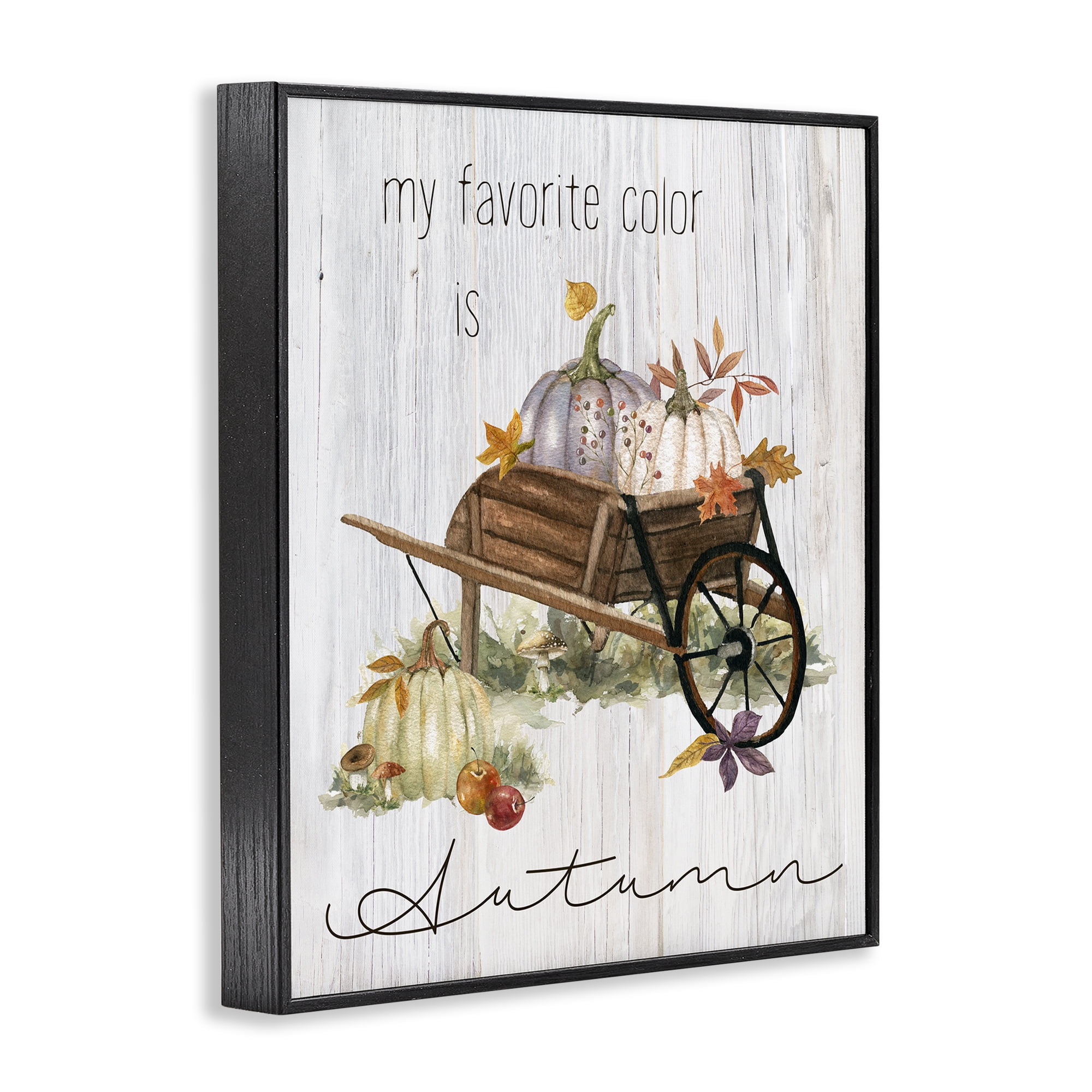 Stupell Industries Autumn Favorites Wagon Holiday Painting Black Framed Art Prints Wall Art, 11 x 14