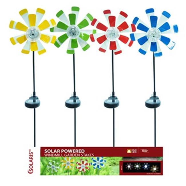 Alpine SLL1534A Solar Windmill Stake with LED Light Assorted Display of 12 by Alpine Corporation