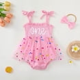 thumbnail image 2 of Tisuna Romper Dress For Baby Summer One Print Sleeveless Suspender Bodysuit Comfortable Soft Girls 1St Birthday Party Jumpsuit Size 12-18 Months Red, 2 of 5