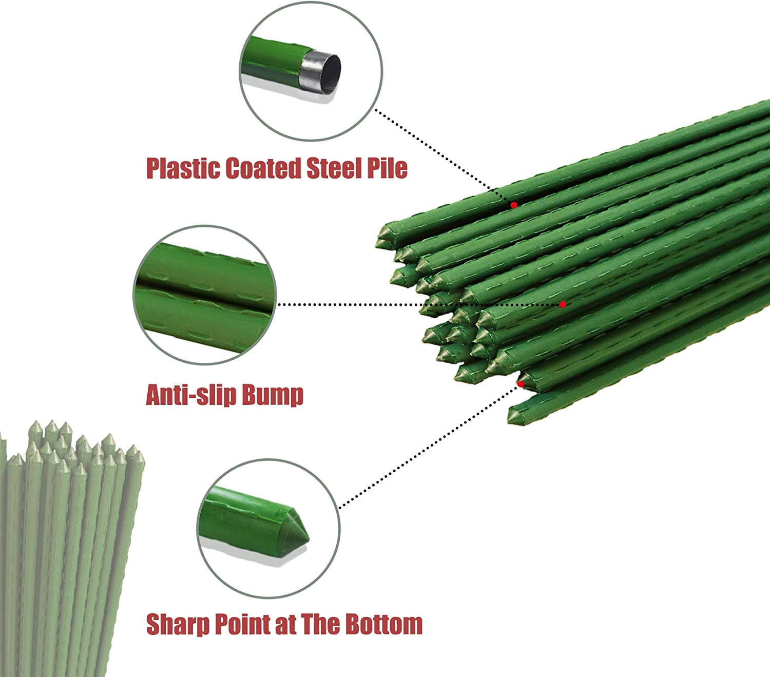 Garden Fence 100ft Green Plastic Netting with 25 Steel Stakes and Zip Ties