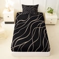 thumbnail image 3 of Homewish Aesthetic Lines Twin Sheets,Modern Abstract Bedding,Black Brown,3 Pieces,1 Fitted Sheet and 1 Pillowcase, 3 of 6