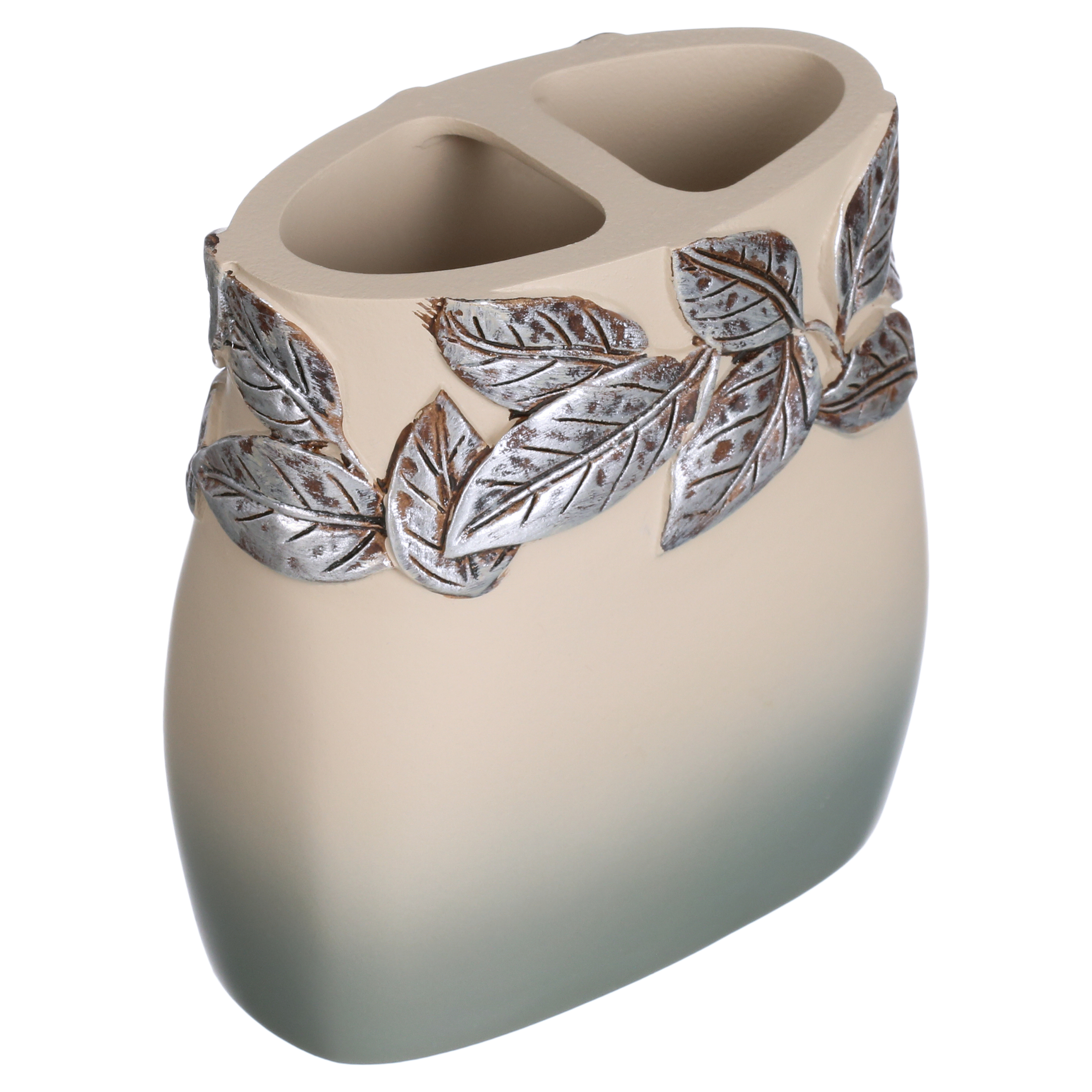 Mainstays Silver Leaves Toothbrush Holder, Gray, Silver