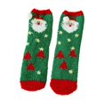 thumbnail image 4 of Calcetines navideños para mujer, pantuflas peludas, dibujos animados de Papá Noel, reno, lunares a rayas, medias cálidas y acogedoras de lana de Coral para invierno, 4 of 5