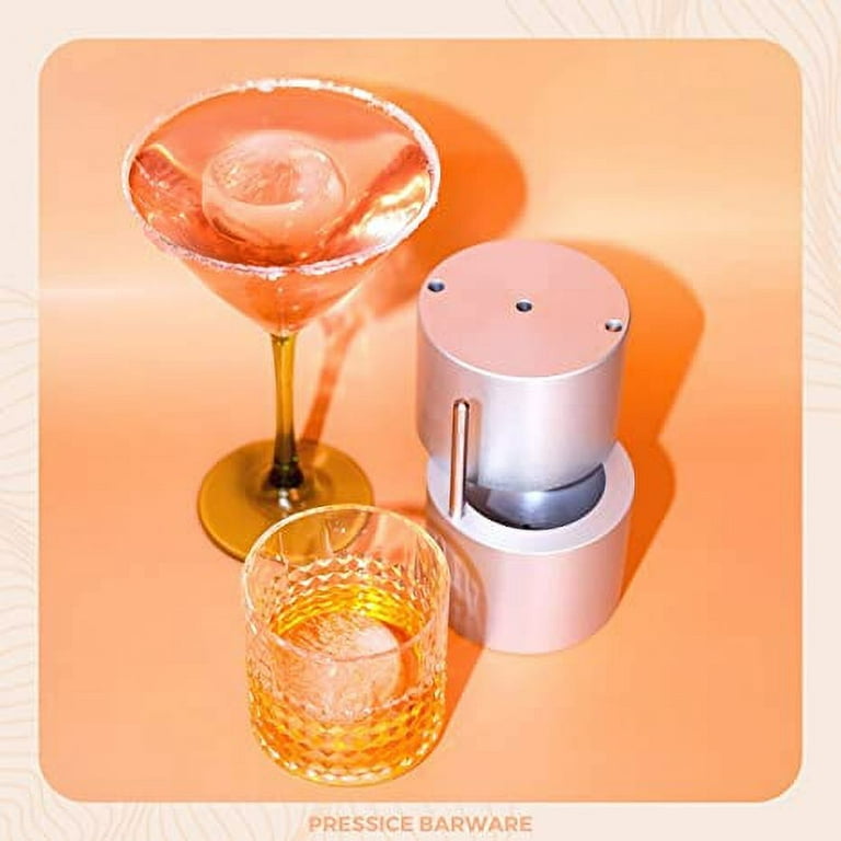 AMBER ICE BALL PRESS For Perfect Cocktails. PREMIUN ICE PRESS for creating  big perfect crystal-clear ICE BALLS 65mm. For bartenders and for your home  bar, Silver, 5 inch x 5 inch x 8 inch: Home & Kitchen 