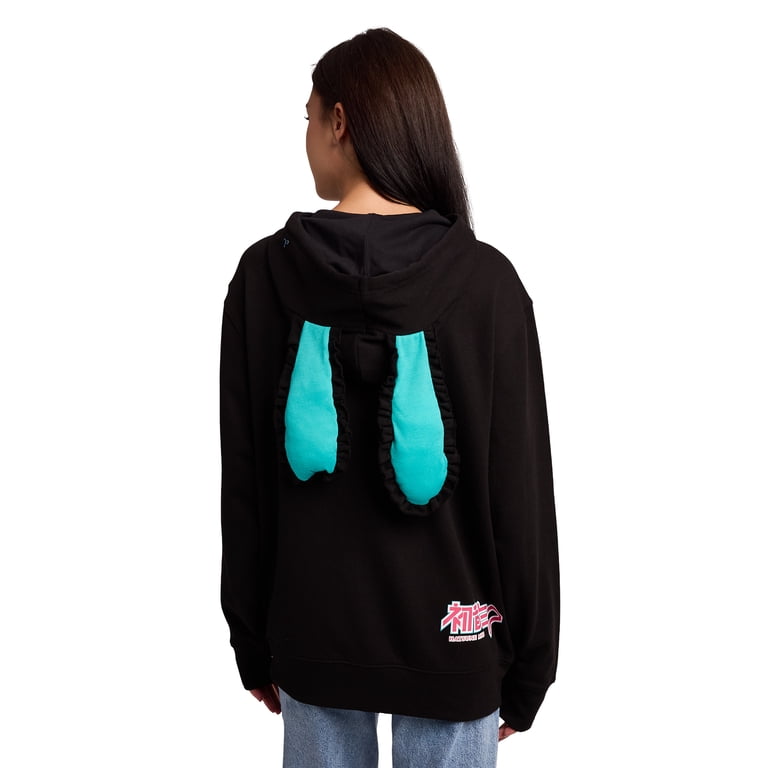 Hatsune Miku Character & Logon Women's Black Long Sleeve Zip