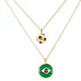 thumbnail image 1 of Cyra | Collar Doble para Mujer con Dije de Bandera de Brasil y balón, Fabricado en Chapa de Oro y esmaltado, Color Dorado, 1 of 4