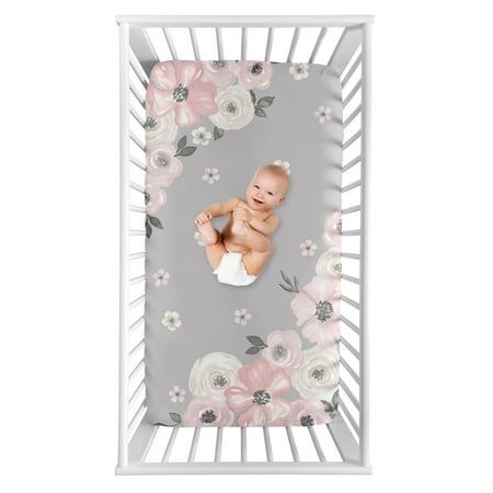 UPC: 0846480076292 | Watercolor Floral Grey Photo Op Fitted Crib Sheet by Sweet Jojo Designs