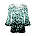 thumbnail image 4 of Womens Tops Ladies Top Floral Print V-Neck Short Sleeve Button T-Shirt Coffee L, 4 of 5