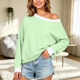 thumbnail image 2 of Enjoytime Sweatshirt for Women Patchwork Long Sleeve Off Shoulder Sweatshirt Fall Fashion Casual Pullover Tops, 2 of 8