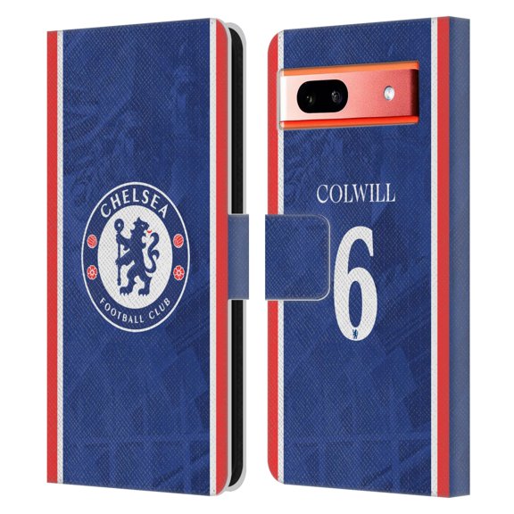Head Case Designs Officially Licensed Chelsea Football Club 2025/26 Players Home Kit Levi Colwill Leather Wallet Case Compatible with Google Pixel 7a