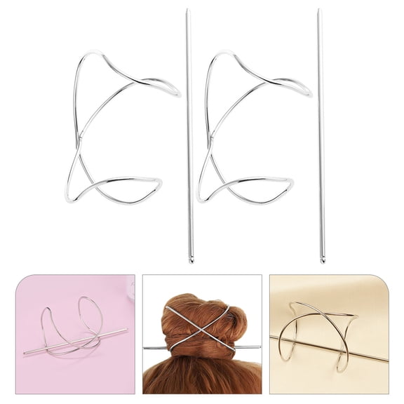 Supvox 2-Pack Vintage Plated Metal Hair Clips for Women, Stylish Hair Bun Holders, Secure Updo Accessories