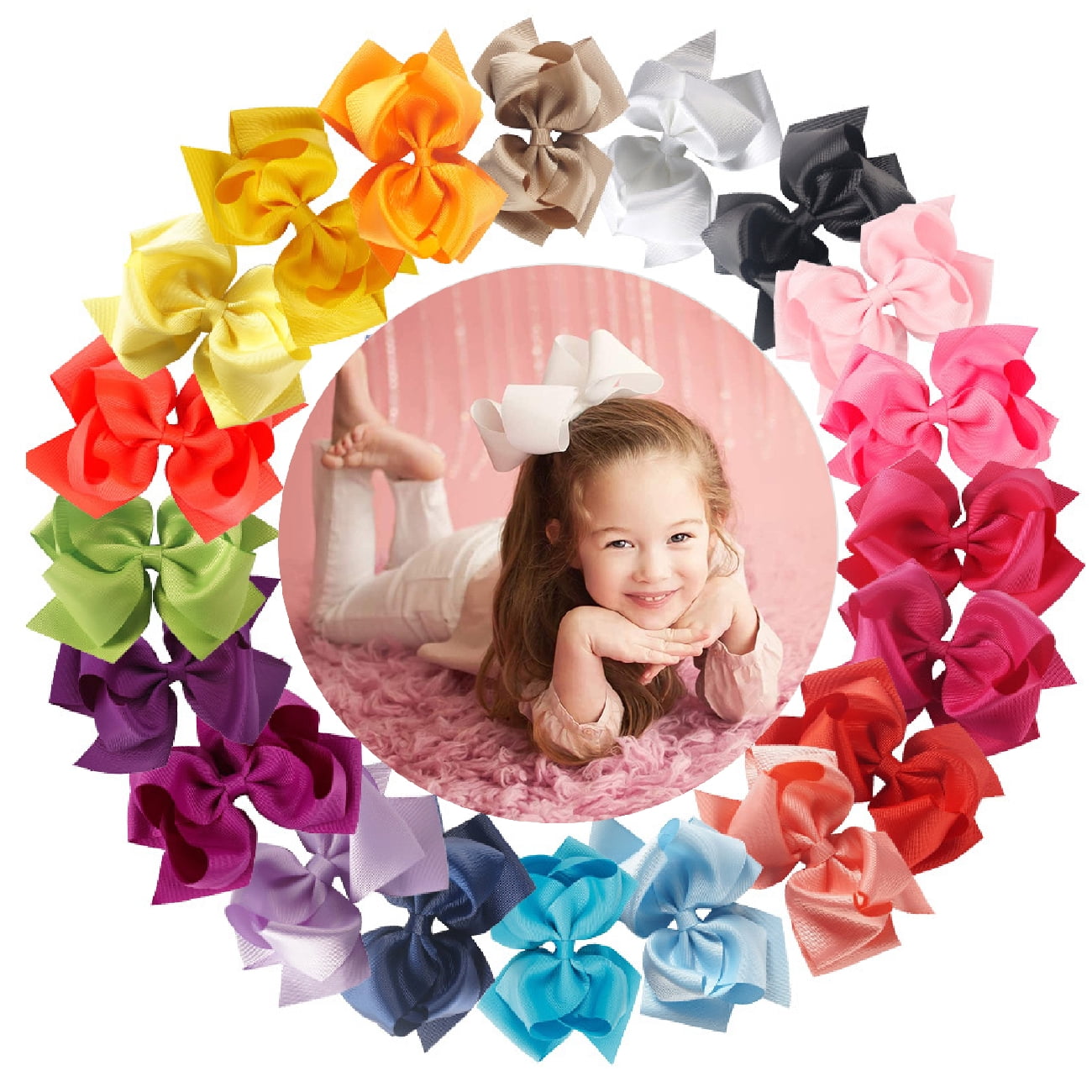 20 PCS 6 Inch Hair Bows Clips Grosgrain Ribbon Bows Large Big Hair Bows Clips Alligator Hair Clips Hair Accessories for Teens Kids Toddlers