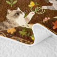 thumbnail image 5 of Homewish Bohemian Pet Cats Quilt King,Cute Floral King Coverlet Set,Brown Cream,3-Piece, 5 of 7