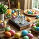 thumbnail image 5 of Adornos de Pascua, regalos de Pascua, figura de conejo de Pascua con diseños florales de acuarela, decoración de resina, 19,5 cm de largo x 12 cm de alto, bonita decoración primaveral para el hogar o, 5 of 6