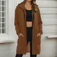 thumbnail image 2 of Lumtrix Oversized Zip Up Hoodie Women Long Hooded Jackets Full Zipped Sweatshirts Womens Fall Fashion 2025 Fleece Lined Hoodies Coffee XL, 2 of 6