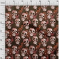thumbnail image 3 of oneOone Polyester Lycra Brown Fabric Skull Dress Material Fabric Print Fabric By The Yard 56 Inch Wide, 3 of 6