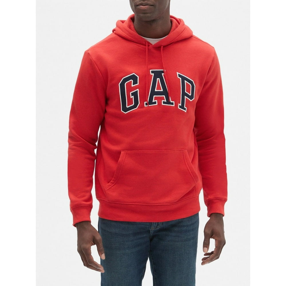 Gap - GAP Mens Fleece Arch Logo Pullover Hoodie (True Red, Small ...