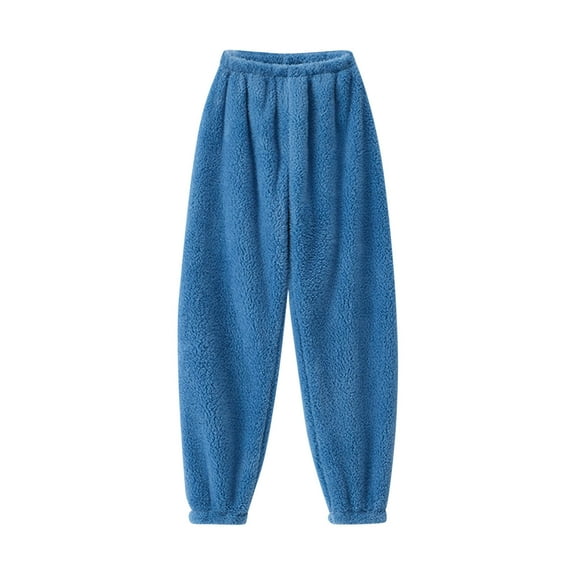 HAiming Women's Fuzzy Pajama Pants Thick Elastic Waist Sleepwear Pants Winter Casual Warm Cozy Loungewear Trousers