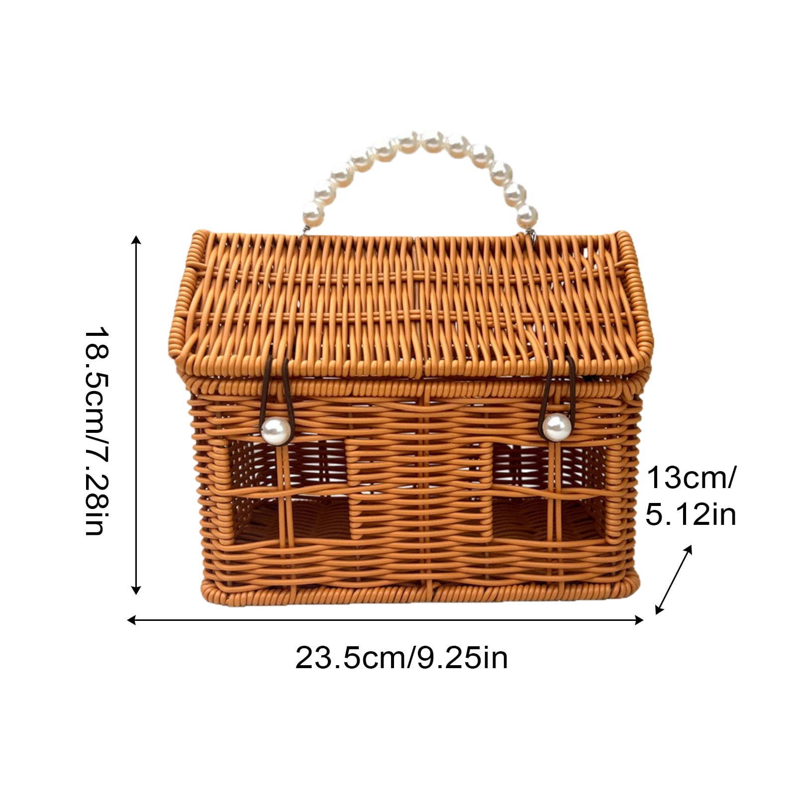 9.3'' Easter House-Shaped Rattan Gift Basket with Lid - Whimsical Woven Picnic & Harvest Basket with Handle, Charming Fairy Cottage Storage for Easter Eggs, Toys, and Spring Holiday Decor(Pink)