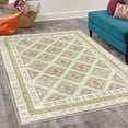 thumbnail image 2 of Geometric Decorative Rug, Ethnic Rustic Zigzagged Squares Folkloric Forms Shapes Modern Influences, Quality Carpet for Bedroom Dorm and Living Room, 6 Sizes, Pink Pastel Green, by Ambesonne, 2 of 4