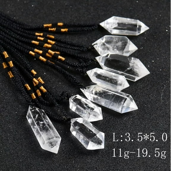 GKNET Necklace Quartz gem two Point Hexagonal Prism Natural Crystal herkimer diamond