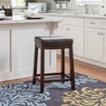 thumbnail image 2 of Linon Claridge Backless Counter Stool Faux Leather Nailhead Trim in Brown Wood, 2 of 13