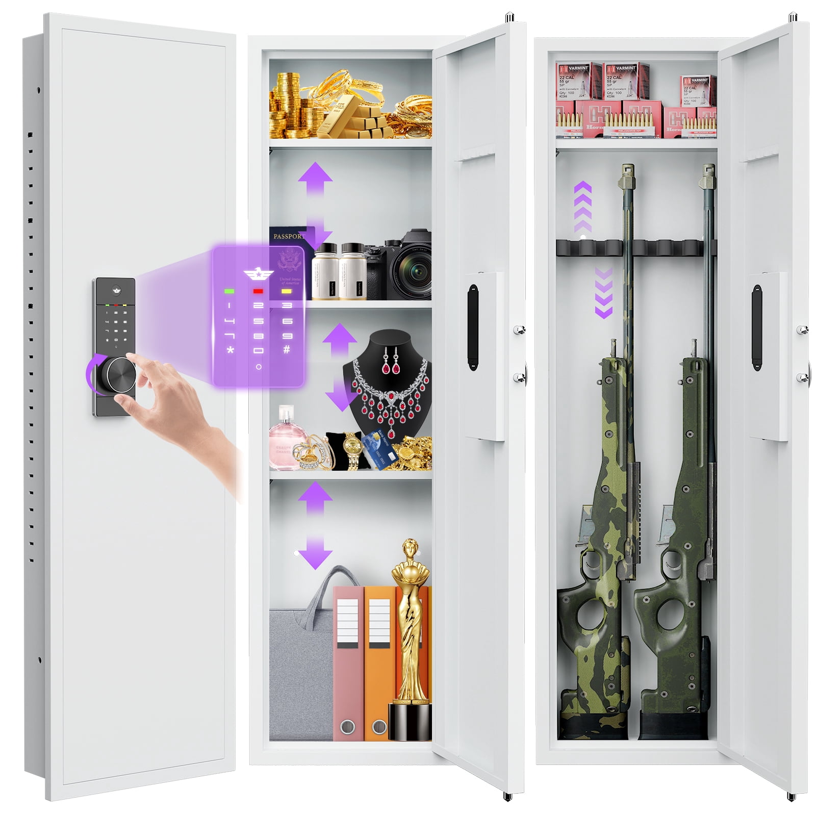 Silkight 53.15” Wall Gun Safe - Hidden Firearm Safes for Home Firearm Money Valuables
