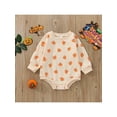 thumbnail image 2 of Halloween Baby Girls Clothes Ghost/Pumpkin/Lantern Sweatshirt Romper Long Sleeve Bodysuit One Piece Fall Outfits 0-18M, 2 of 8