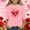 Pink, variant on Red Heart Print Girls Cold Shoulder Shirt - Soft Stretchy 3/4 Sleeve Casual Top for Kids Girls Ages 6-12,Size 12-13T