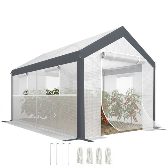Outsunny 7' x 12' x 7' Heavy Duty Walk-In Greenhouse Seed Growth Tent White
