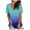 Blue, variant on Otvok Summer Savings Womens Tops Fashion Casual Gradient V-Neck Short Sleeve Loose Tshirt