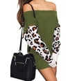 thumbnail image 2 of Gvmfive Women Off The Shoulder Leopard Long Sleeve Stitching Casual Loose Tops, M, 2 of 5