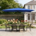 thumbnail image 3 of Abble 10x6.5ft Rectangular Patio Umbrella with Crank Handle, Outdoor Market Umbrella with 6 Sturdy Umbrella Ribs, Waterproof, Blue, 3 of 10