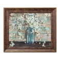 thumbnail image 2 of Gango Home Decor Watercolor Blossoms In A Mason Jar Floral Wall Art; One Blue 14x11in Art Print in Gold Trim Brown Frame, 2 of 4