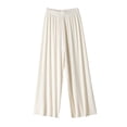thumbnail image 3 of ClodeEU Women's Ice Silk Wide Leg Pants, High Waisted Summer Drape Trousers with Casual Pleats White,Womens Plus L, 3 of 3